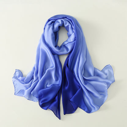 Gradient Silk Scarf Transition Color Lady