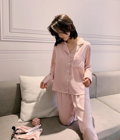 Silk Ladies Pajamas Long-sleeved Trousers Suit
