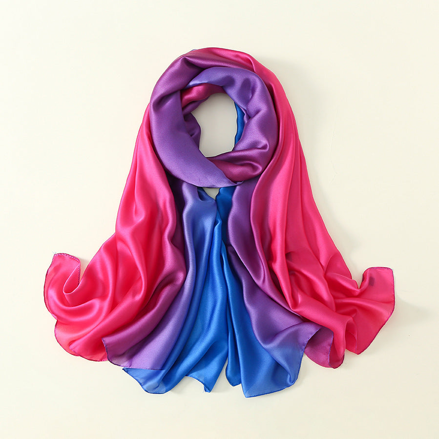 Gradient Silk Scarf Transition Color Lady