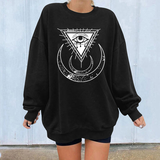 Moon's Third Eye Down Shoulder Fleece Sweater