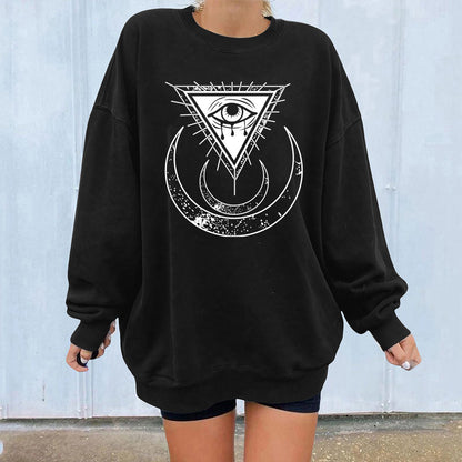 Moon's Third Eye Down Shoulder Fleece Sweater