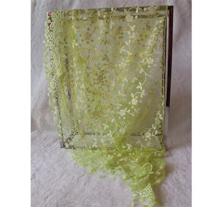 Fashion Hollow Lace Rose Burnt Triangle Silk Scarf