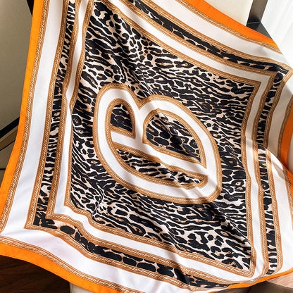 Women's Silk Scarf Leopard Print All Match Decoration