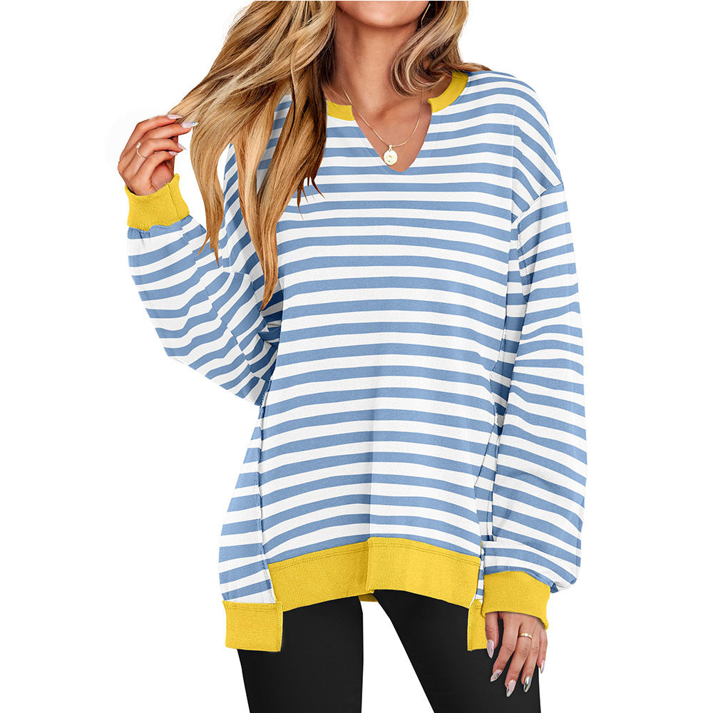 VivaStripe V-Neck Sweatshirt