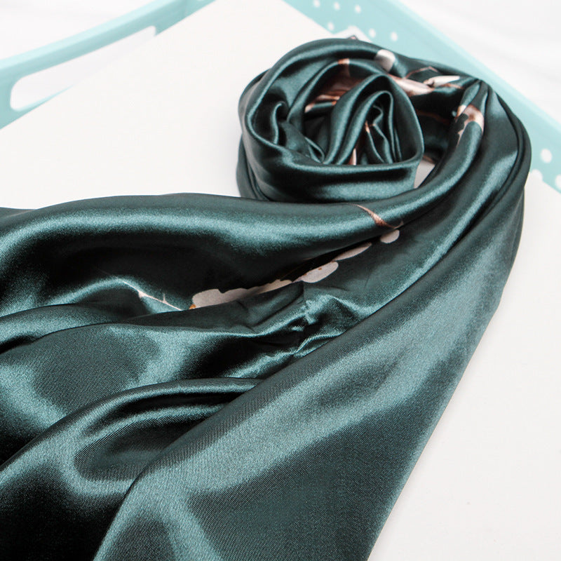 Imitation Silk Small Square Scarf Retro Printing Shawl