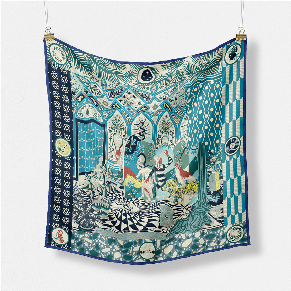 Fashion Simple Print Twill Versatile Temperament Silk Scarf