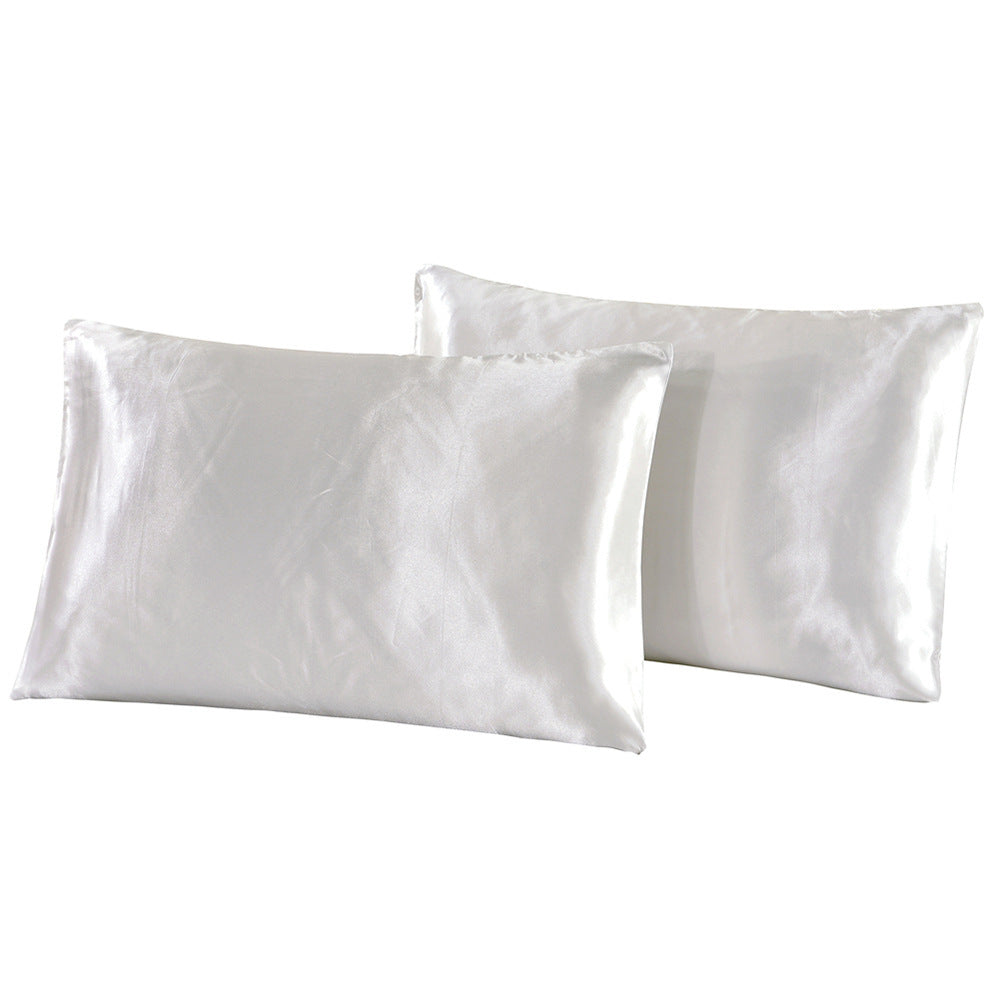 Summer pure color imitation silk pillowcase