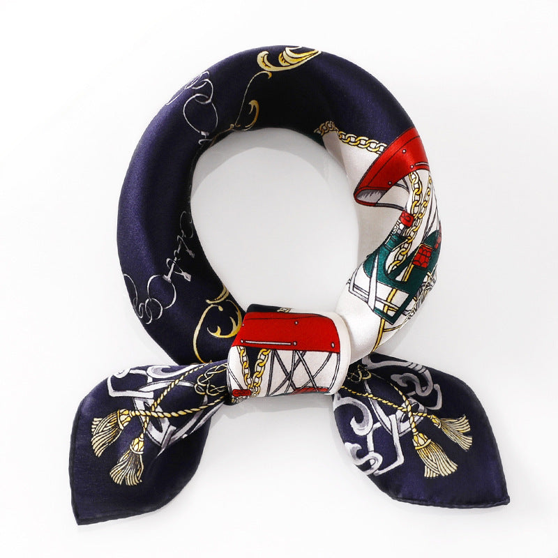 Silk Scarf Women's Spring And Summer New Fashion Professional All-match Printing Satin Silk Small Square Scarf Soft Scarf