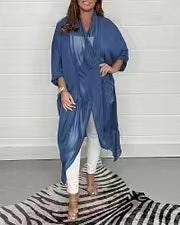 New Slimming Silk Loose V-neck Design Solid Color Top