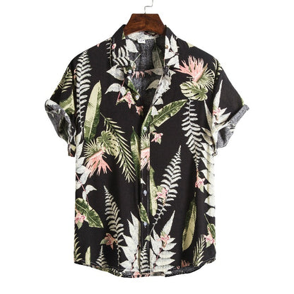 Style Silk Cotton Short-sleeved Lapel Shirt