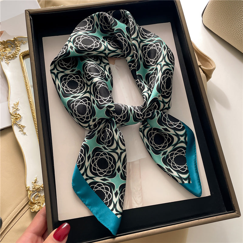 Silk Square Scarf Women's Neck Warmer Women's Hair Band