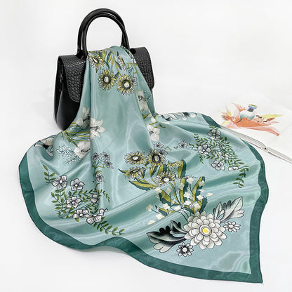 Silk Printed Square Scarf In Europe And America