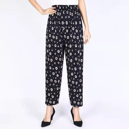 Women's Fashion Loose Casual Ice Silk Stretch Nine-quarter Pants