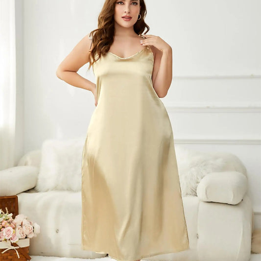 Plus Size Women's Summer Sling Ice Silk Nightdress