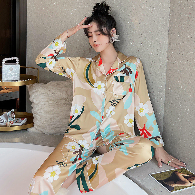 Women's Ice Silk Long Sleeve Home Service Autumn And Winter