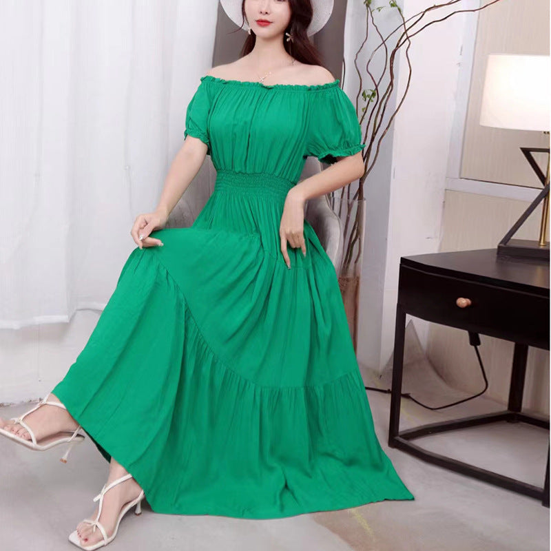 Off-neck Cotton Silk French Dress