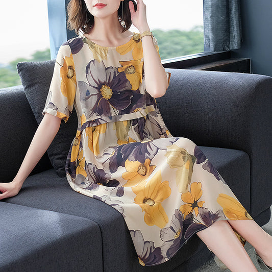 High-end loose plus size silk dress