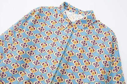 Geometric-print Silk-satin Shirt Set