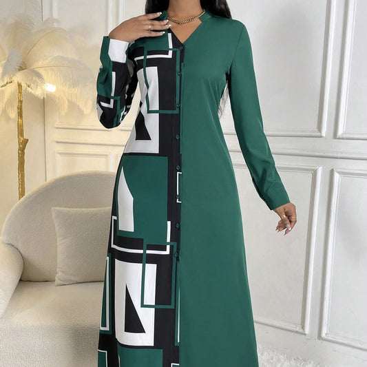 Valerienne V-Neck Print Maxi Dress