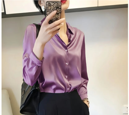 Satin Real Silk Shirt Elegant High-end