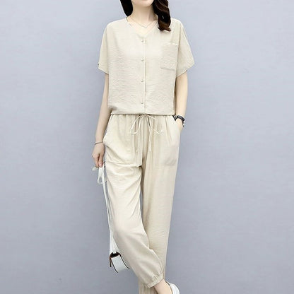 Élan Grace Cotton-Linen Co-Ord Set