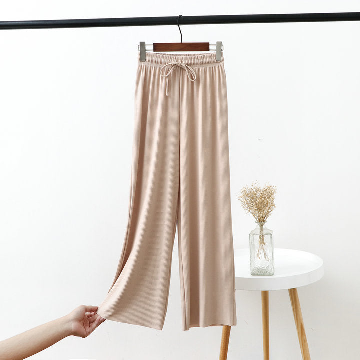 Draping ice silk wide-leg pants