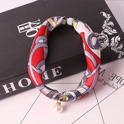 Women's Fashion Print Embellished Silk Scarf