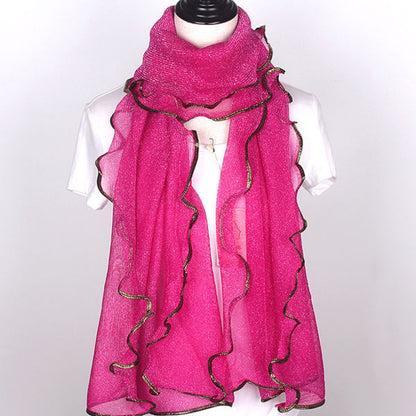 Hemming sprinkled gold mesh silk scarf