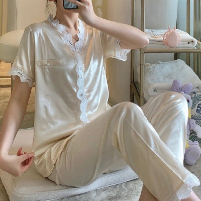 Ice silk short sleeve two-piece suit