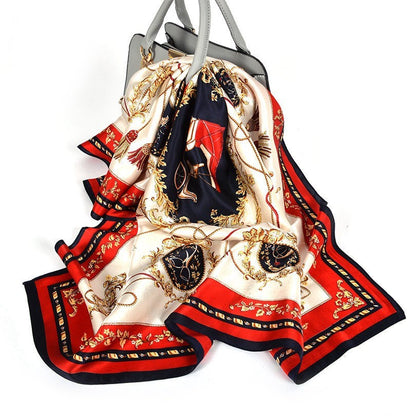 Wild Western Style Plain Crepe Satin Square Silk Scarf