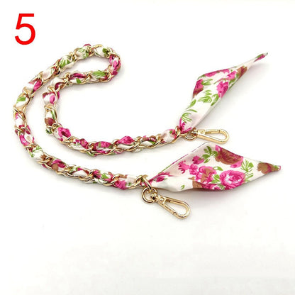 Silk Scarf Metal Chain Strap Short Shoulder