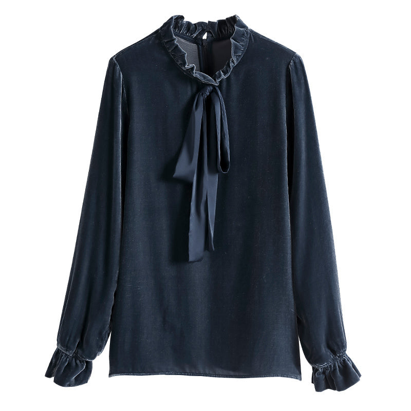 Silk Velvet Top Long-sleeved High-end Silk Fashion