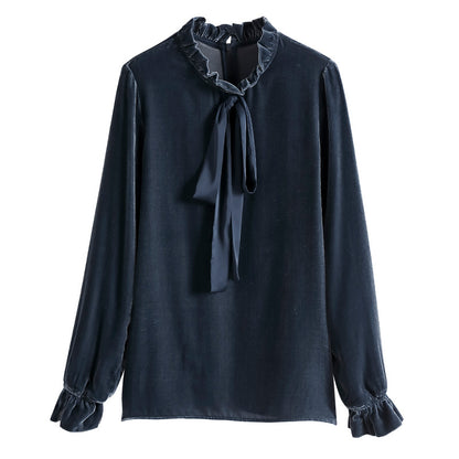 Silk Velvet Top Long-sleeved High-end Silk Fashion