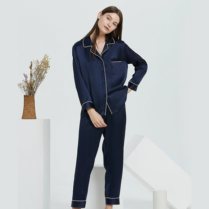 Couple's Silk Pajamas Long-sleeve Suit Silk Homewear