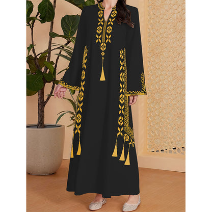 Desert Bloom V-Neck Robe Dress