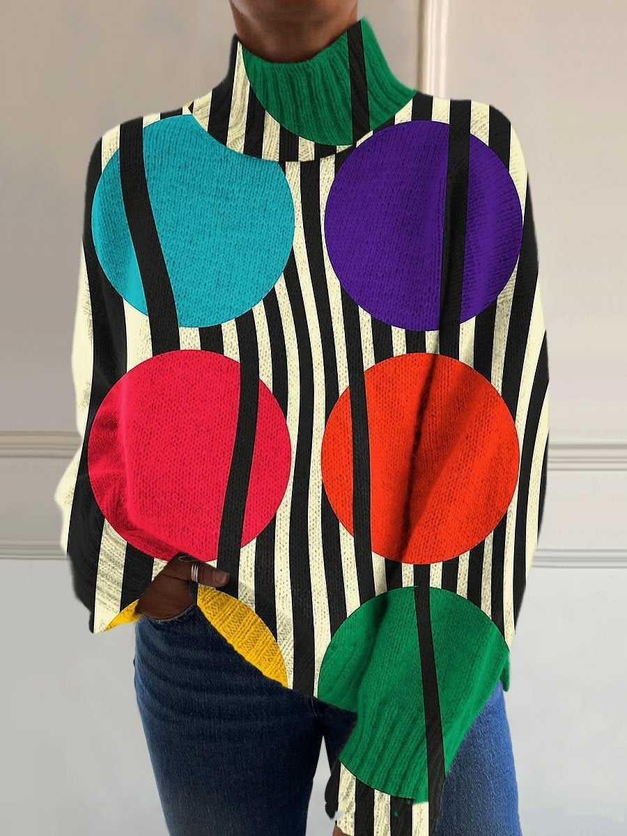 StripeSphere™ 3D Turtleneck Sweater