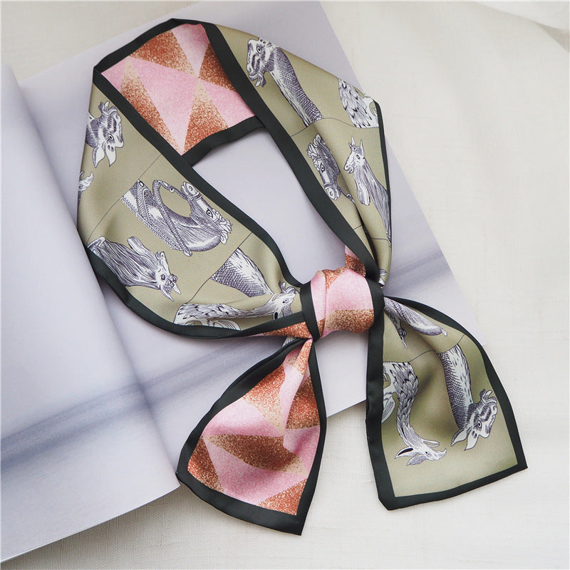 Simple temperament double satin silk scarf