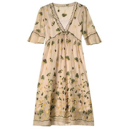 Middle-aged Mother Summer Silk Silk Dress