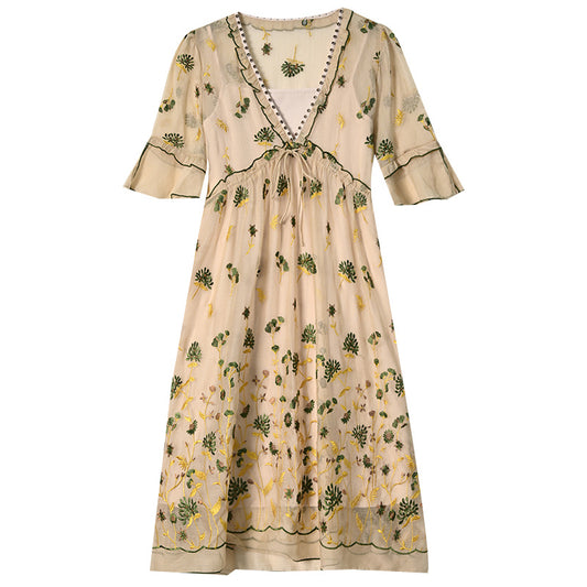 Middle-aged Mother Summer Silk Silk Dress