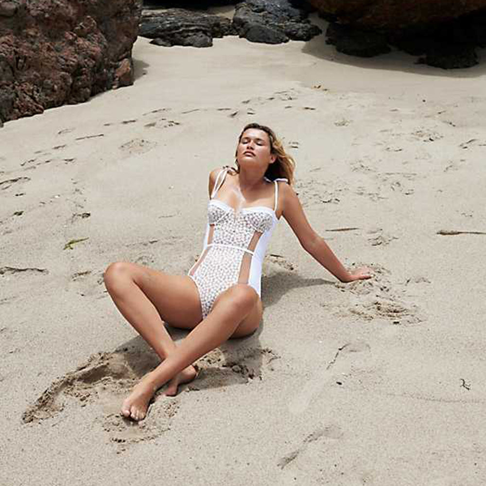Silk lace one-piece bikini