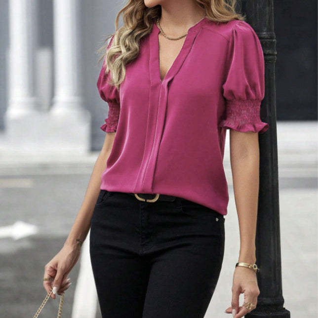Velina Lantern V-Neck Top