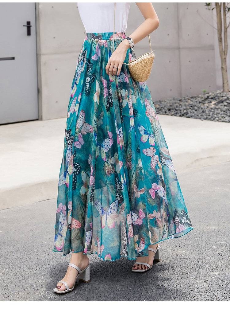 Chiffon square silk skirt