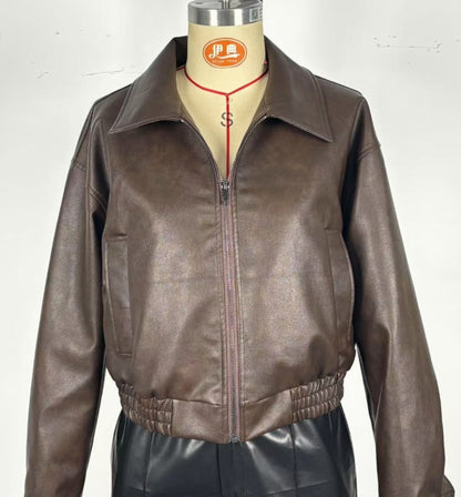 VintageAura Longline Leather Jacket