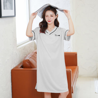 Women's ice silk short sleeve pajamas suit