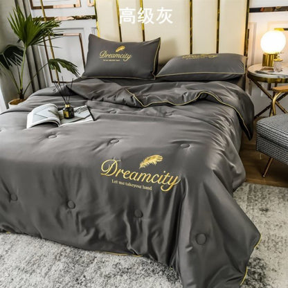 Tencel Summer Cooling Ice Silk Summer Quilt Airable Cover Four-piece Set
