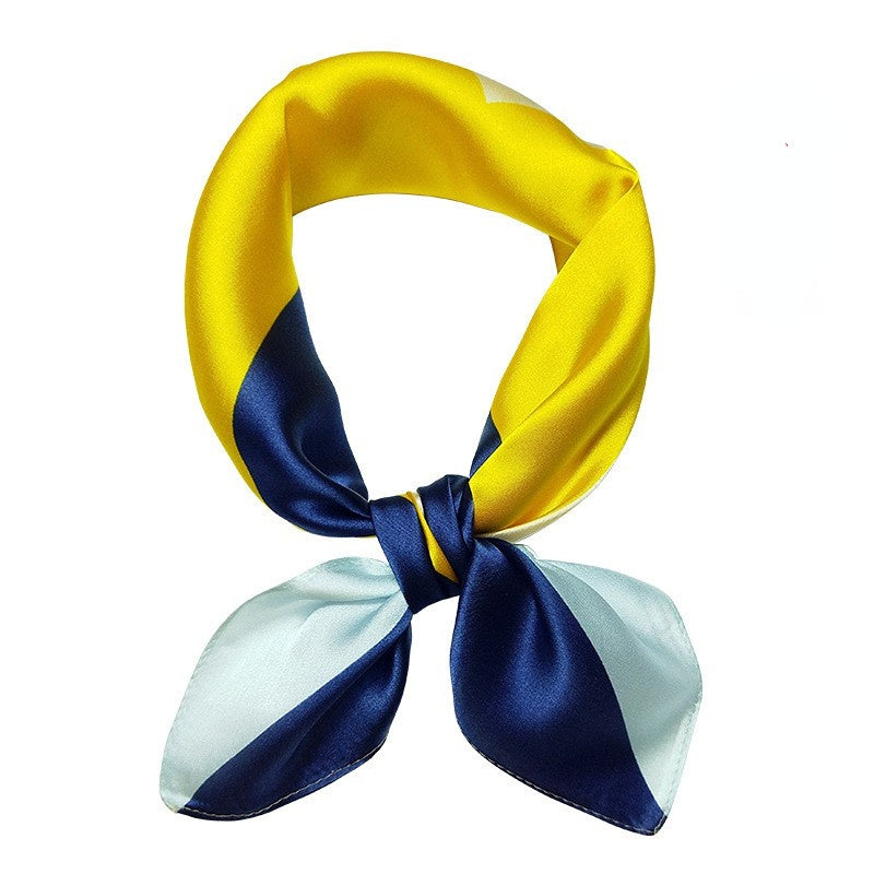 Silk Scarf Women's Spring And Summer New Fashion Professional All-match Printing Satin Silk Small Square Scarf Soft Scarf