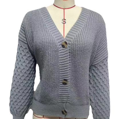 Solid Color Design Drop-shoulder Sleeve Knitted Cardigan