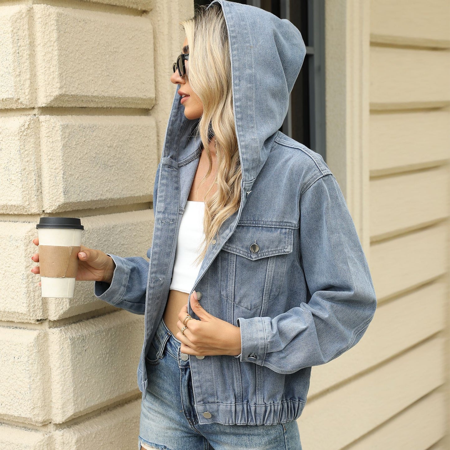 UrbanEdge Washed Denim Hoodie