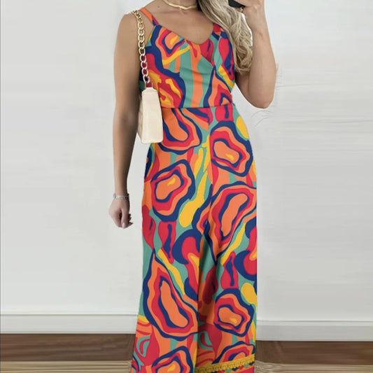 Virella Print V-Neck Jumpsuit