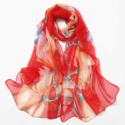 Summer Sunscreen Simulation Silk Beach Towel All-match Scarf